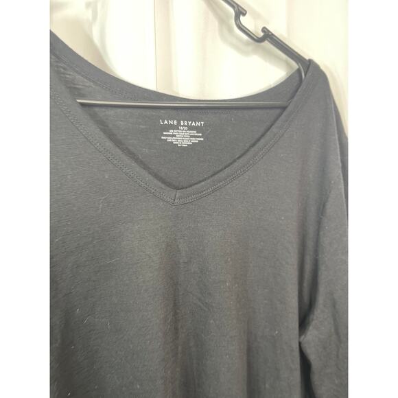 Lane Bryant tee t-shirt blouse top women's 18 - 20 knit black v-neck light wt - Picture 6 of 16